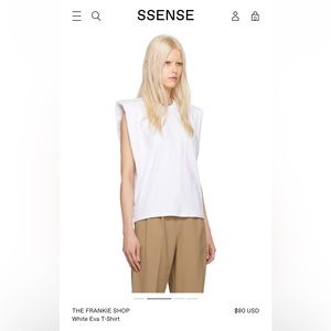 The Frankie Shop Eva muscle tee w/ padded shoulders in white NEW